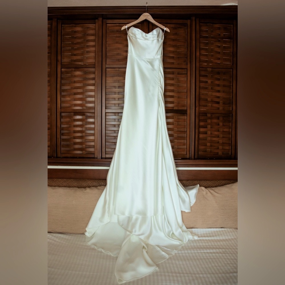 Anthropologie BHLDN Watters strapless corset satin Wedding Dress